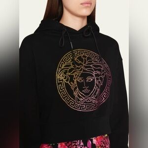 Versace hooded sweatshirt with rainbow bejeweled Medusa logo 2024 collection NWT